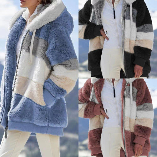 🔥🔥【Időben korlátozott akció】【49% kedvezmény】【S-5XL】Őszi-téli női plüss kapucnis kabát -4116443