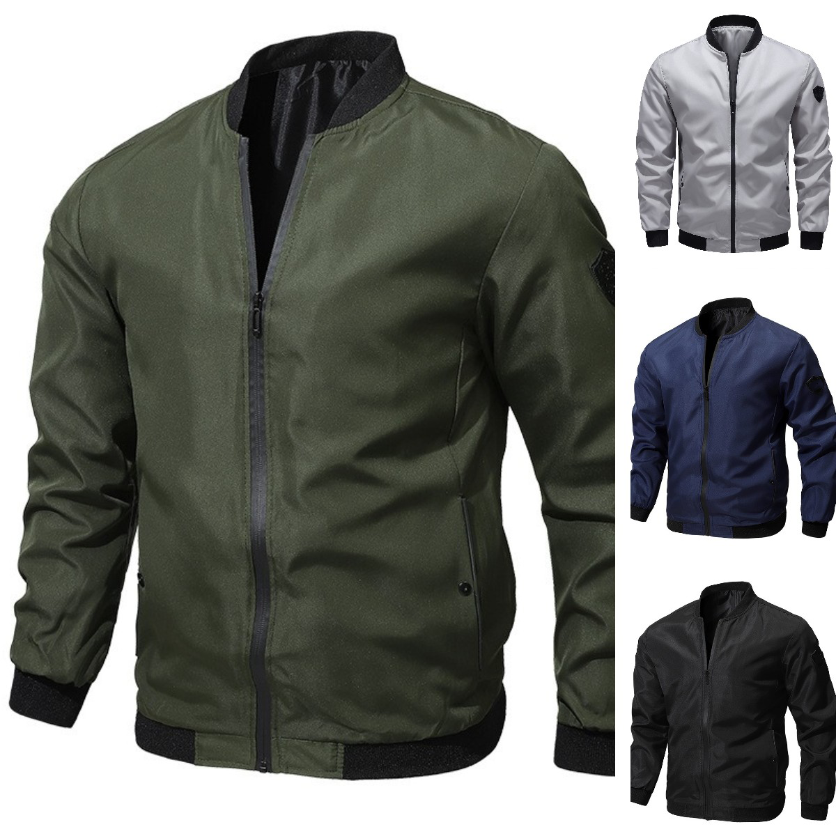 🚀🧥【50% kedvezmény 🔥】【S–6XL】Férfi lezser egyszínű pilótadzseki, nagy méretekben is kapható