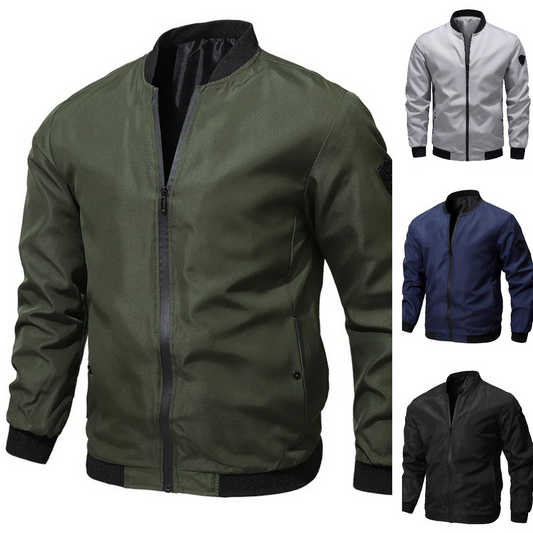 🚀🧥【50% kedvezmény 🔥】【S–6XL】Férfi lezser egyszínű pilótadzseki, nagy méretekben is kapható