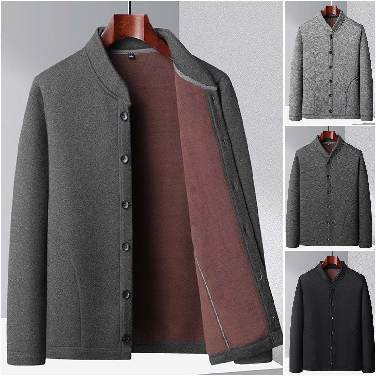 🔥🔥 Sleva -49% 🔥【XL-5XL】Zimní teplý pánský kabát s fleecovou podšívkou, tlustý kardigan