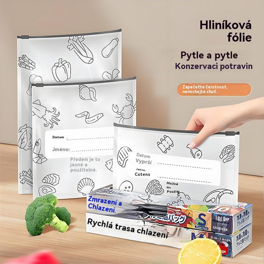 🥩【20 malých + 20 středních + 20 velkých】Sáček z hliníkové fólie potravinářské kvality se zipem pro zachování čerstvosti, vhodný do domácí lednice-4078330