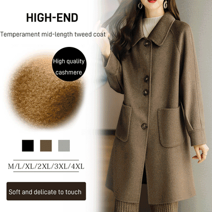 🔥🔥【M-4XL】Nová silná vlněná bunda na podzim/zimu 2025, střední délky, slim střih-4133355