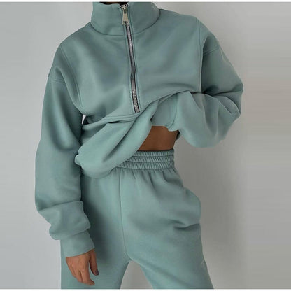 ✨Dobírka ✅【S-5XL】Dámská dvoudílná sada zesílené mikiny a tepláků, ležérní sportovní oblečení