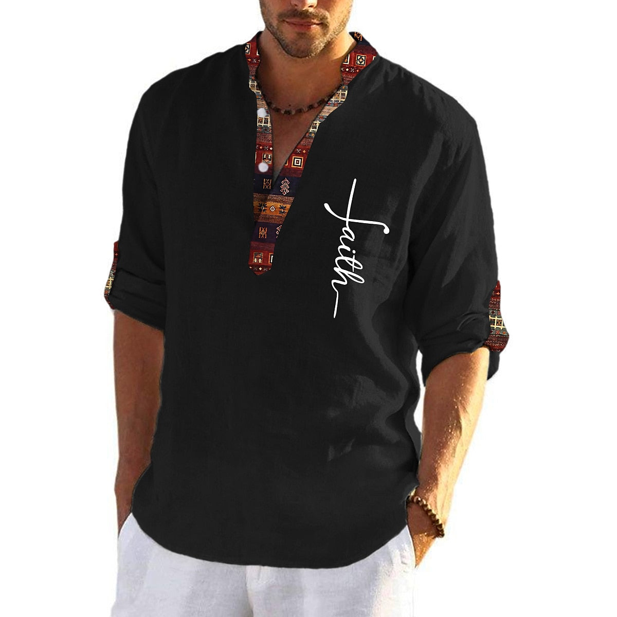 💥👔【49% reducere🔥】T-shirt pentru bărbați, de marime mare, din bumbac, cămăși cu decolteu în V