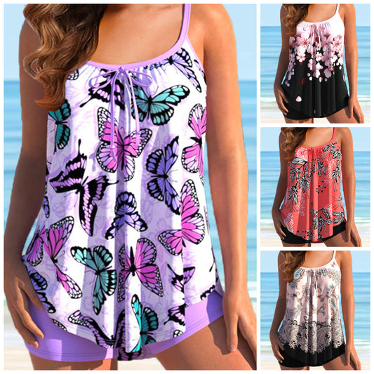 🌴🌈【50% zniżki】🌈🌴✨ Nowy dwuczęściowy strój bikini z dużym nadrukiem, wygodny, oddychający i szybkoschnący materiał