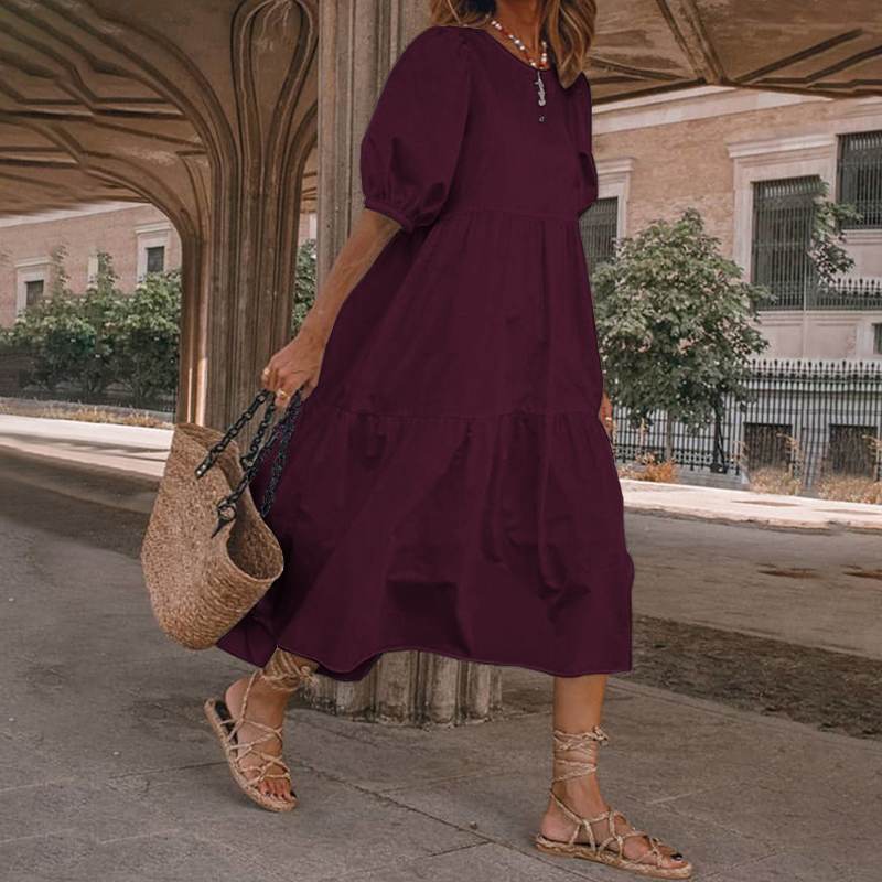 👗Nové skladem [S-5XL] Letní šaty z přírodní bavlny a lnu v bohémském stylu pro ženy, retro šaty s kulatým výstřihem