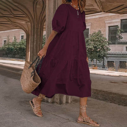 👗Nové skladem [S-5XL] Letní šaty z přírodní bavlny a lnu v bohémském stylu pro ženy, retro šaty s kulatým výstřihem