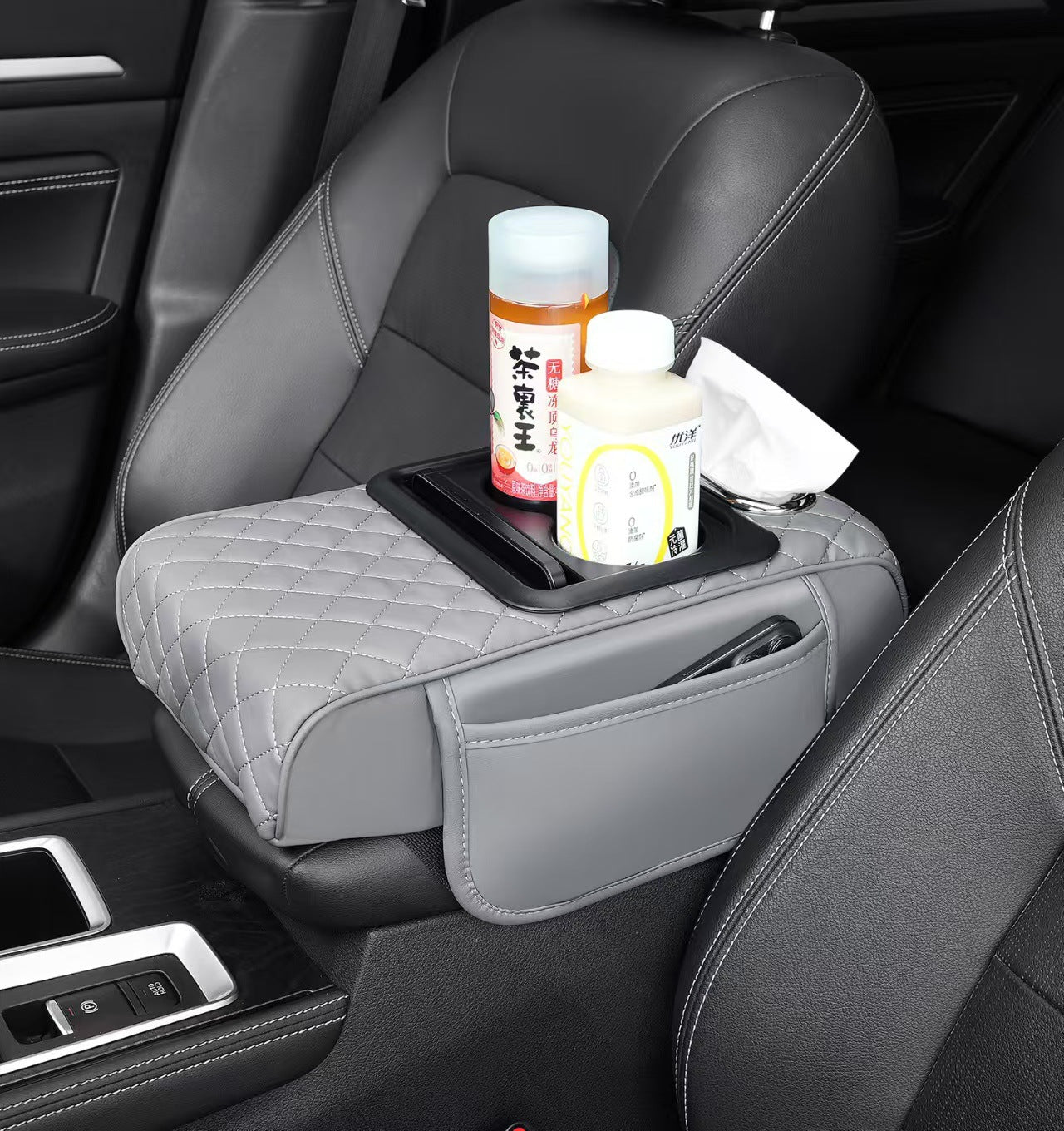🚗📦【Kup 1, získej 1 zdarma 🔥】Multifunkční kožená auto loketní opěrka s boxem na ubrousky