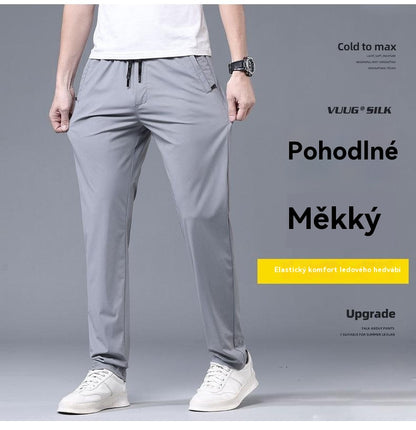 【40-115kg】🔥【Časově omezená sleva】Nové jarní a letní 2025 ledové elastické hedvábné kalhoty