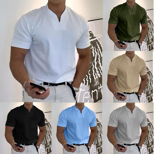 💪👔【Kup 1, a 2 dostaniesz gratis🔥】【S-5XL】💪😍 Męska koszulka sportowa z krótkim rękawem w dużym rozmiarze, letnia koszulka polo z dekoltem w serek, elastyczna bawełniana koszulka fitness 