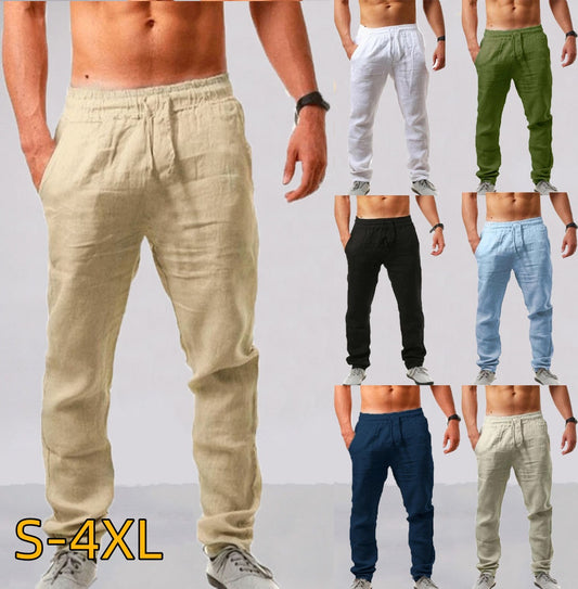 😍👖【Kup 1, a 2 dostaniesz gratis🔥】【S-4XL】💥2025 nowe letnie męskie spodnie sportowe w dużym rozmiarze, szeroka wersja oddychającego materiału bawełnianego i lnianego 