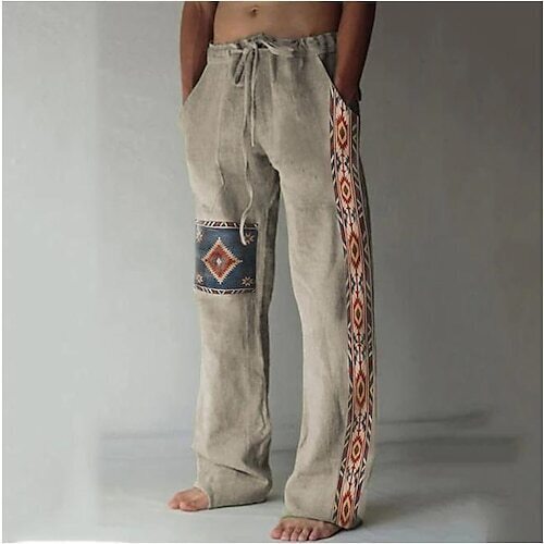 ✨👖【10 színben🌈】【S–6XL】😍 Laza, bő szabású boho stílusú férfi pamut-lenvászon nyári nadrág nagy méretekben