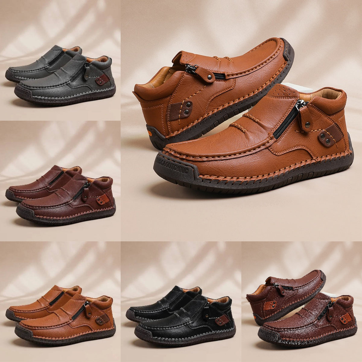 👞【38-48】Męskie buty do jazdy samochodem, wykonane z wysokiej jakości skóry, ręcznie robione, antypoślizgowe - szeroki nosek, podparcie łuku stopy