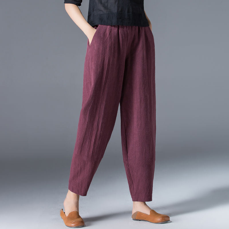 🌿🌿【Kup 1, získej 1 zdarma 🔥】【S–5XL】Dámské volné široké kalhoty z bavlny a lnu ve velkých velikostech