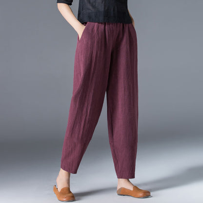 🌿🌿【Kup 1, získej 1 zdarma 🔥】【S–5XL】Dámské volné široké kalhoty z bavlny a lnu ve velkých velikostech