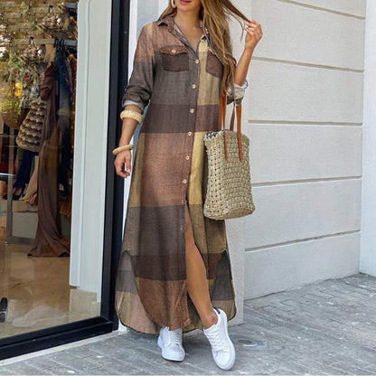 💃💖【Reducere 50% 🔥】【S–5XL】😍 Nouă rochie-cămașă cu mânecă lungă, mărimi mari, stil modern, disponibilă în 11 culori