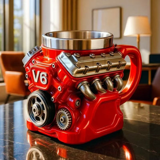 🎁☕Kubek do kawy Creative Engine V6V8 wykonany z czerwonej stali nierdzewnej ✅️Płatność przy odbiorze ✅️2 artykuły ze zniżką 70%