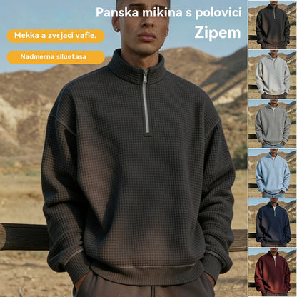 🔥Popust -47%🔥Muška majica s ovratnikom i patentnim zatvaračem