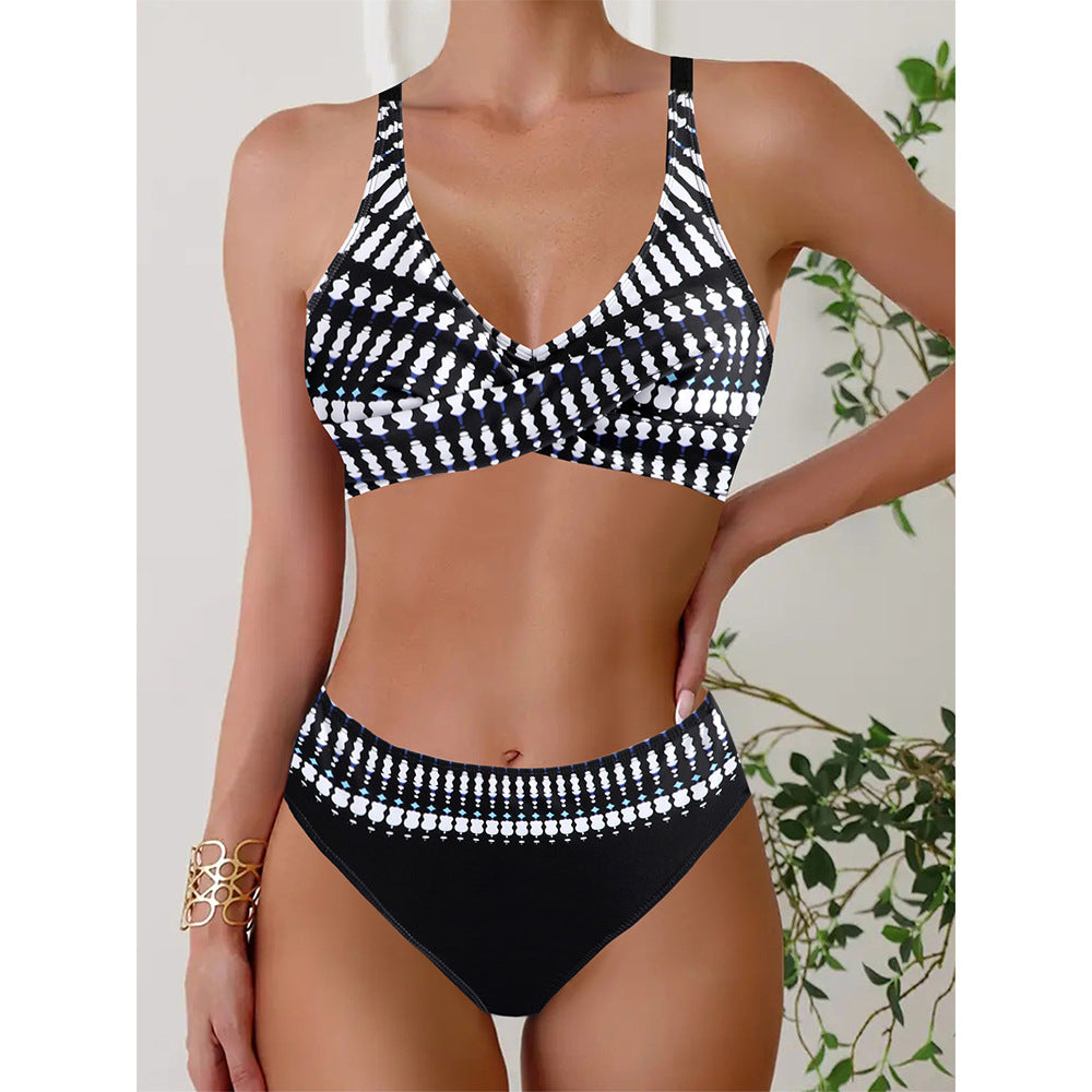 👙Отстъпка за нов продукт - 50%🔥【40-120kg】Плюс размер раиран бикини от две части с висока талия ✅Плащане при доставка ✅2 артикула със 70% отстъпка