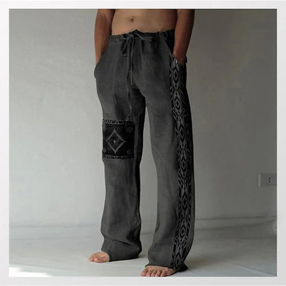 ✨👖【10 barev🌈】【S-6XL】😍 Pánské úzké kalhoty z bavlny a lnu větší velikosti, ležérní uvolněný bohémský styl, kalhoty se širokým sednutím