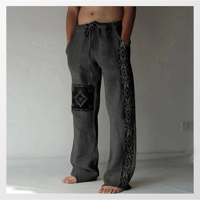 ✨👖【10 színben🌈】【S–6XL】😍 Laza, bő szabású boho stílusú férfi pamut-lenvászon nyári nadrág nagy méretekben