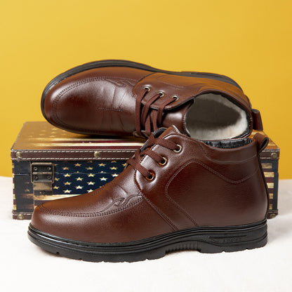 👞Descuento -47%🔥【39-44】2025 nuevos zapatos de hombre de piel y algodón, caña alta, más terciopelo