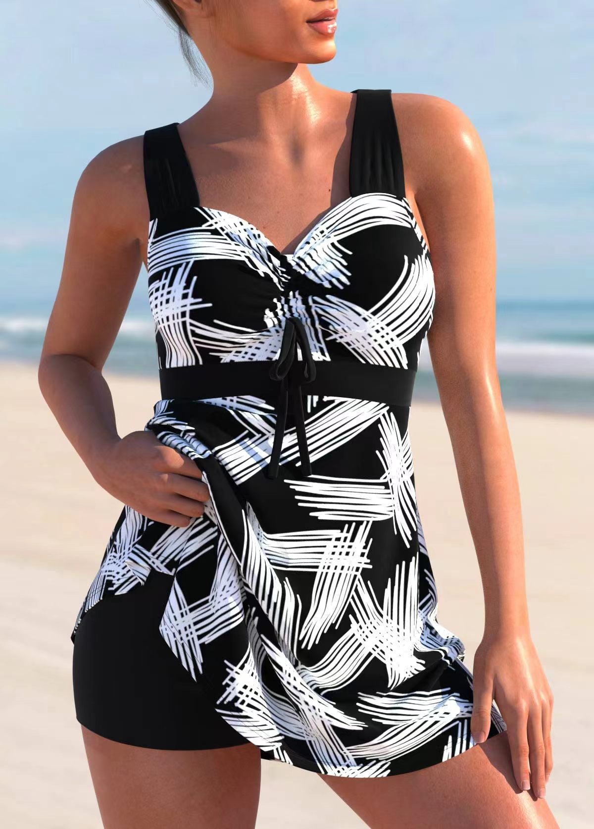 🩱🏖️【50% zniżki 😍】【S-4XL】🌴2025 nowy duży damski kostium kąpielowy z nadrukiem, szybkoschnący i oddychający 