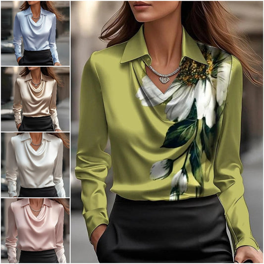 🔥✨Семпла дамска риза с шарка и яка с обем