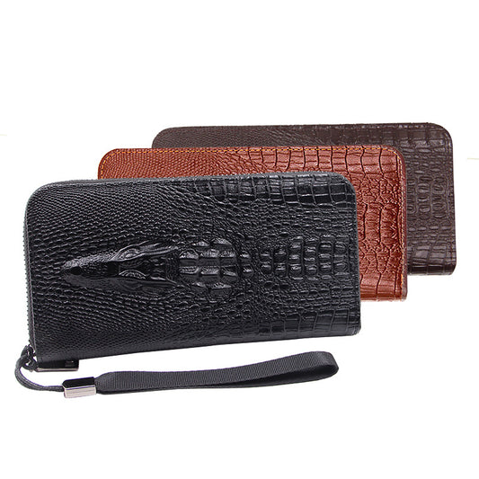 💼 Portofel bărbătesc de lux, cu imprimeu piele de crocodil, design business și capacitate mare