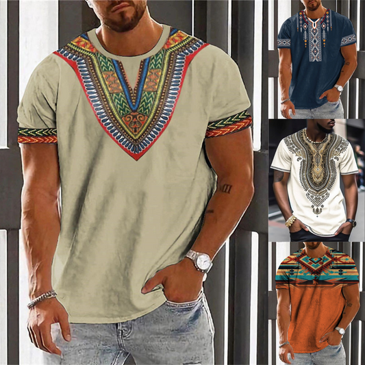 🎯👔【Kup 1 a získej 1 zdarma 💥】【M–6XL】👕 Letní pánské tričko v etnickém stylu, ve větších velikostech, dostupné ve 12 barvách