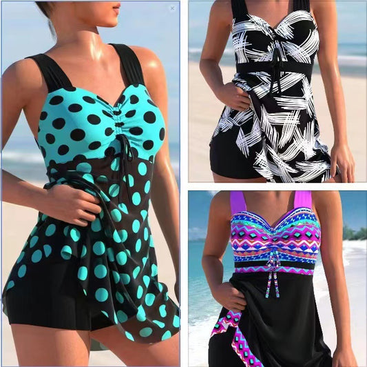 🩱🏖️【50% kedvezmény 🔥】【S-4XL】🌴😍 2025 új, nagyméretű női nyomott mintás fürdőruha, gyorsan száradó anyagból