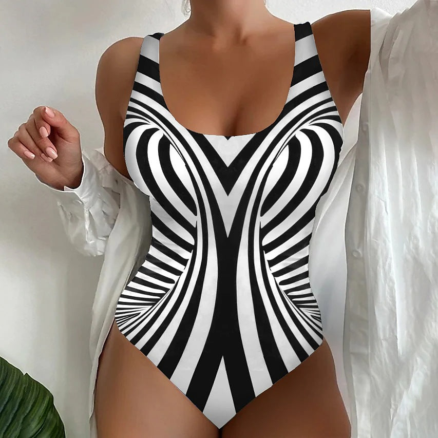 🔥👙🔥【40-120kg】Секси бански костюм с райета ✅️Плащане при доставка ✅️2 артикула със 70% отстъпка