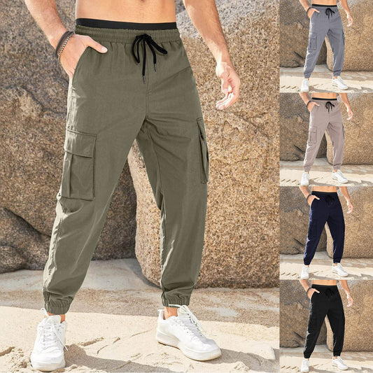 🌄👖【Sleva 50 % 🔥】【S–3XL】Pánské volnočasové pracovní kalhoty odolné proti opotřebení, ve větších velikostech, s elastickým pasem a šňůrkou
