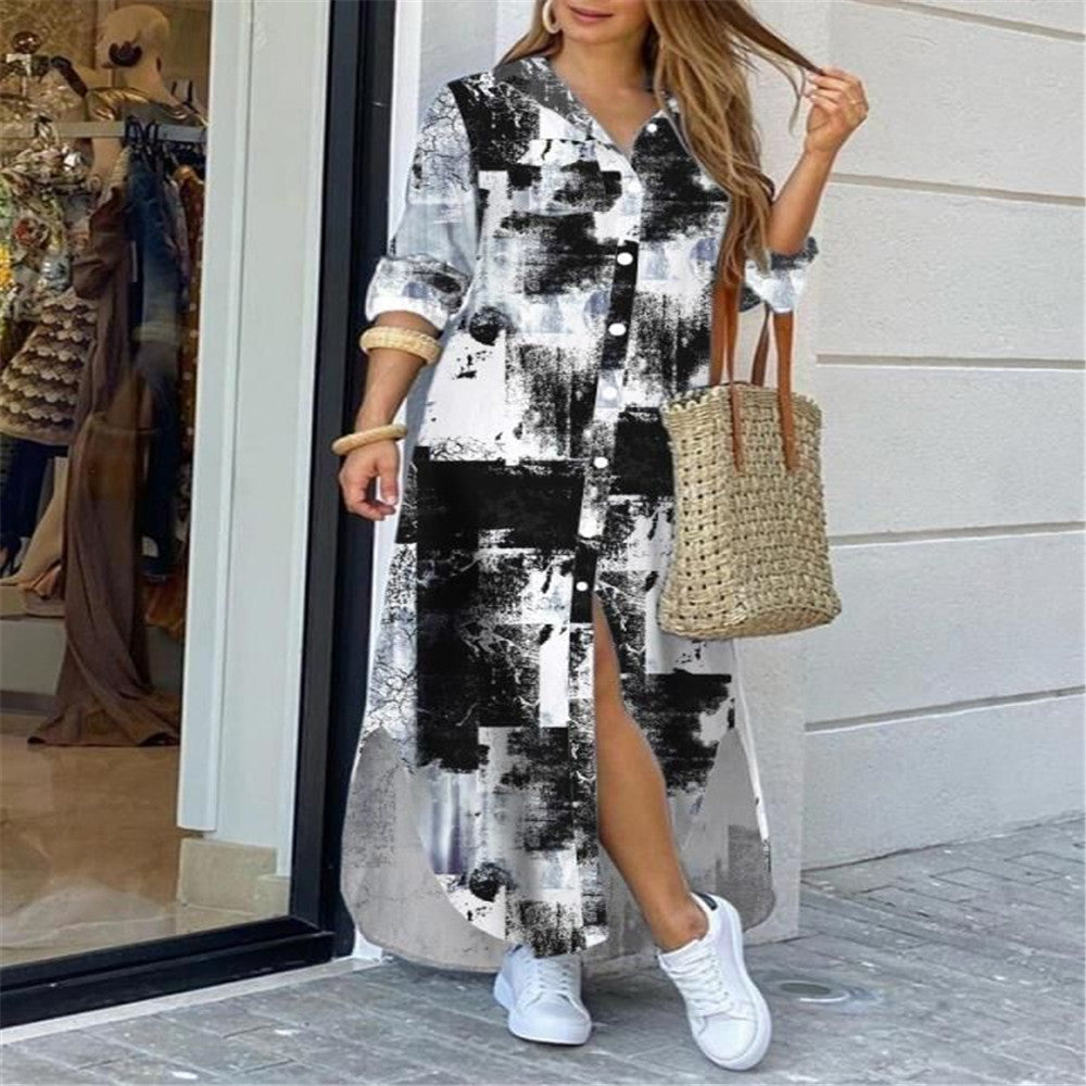 💃💖【Reducere 50% 🔥】【S–5XL】😍 Nouă rochie-cămașă cu mânecă lungă, mărimi mari, stil modern, disponibilă în 11 culori