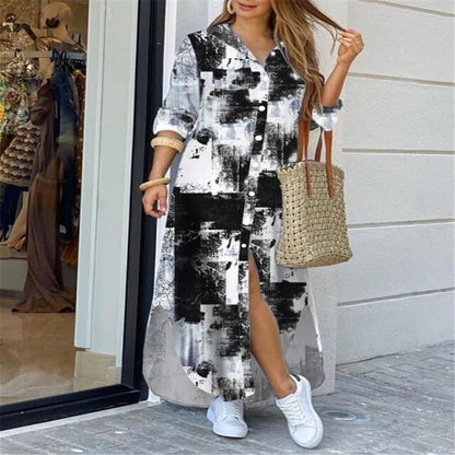 💃💖【Reducere 50% 🔥】【S–5XL】😍 Nouă rochie-cămașă cu mânecă lungă, mărimi mari, stil modern, disponibilă în 11 culori