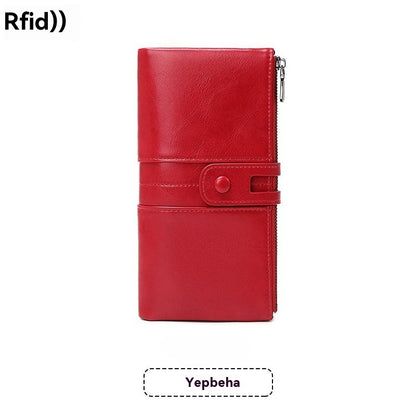 💼Multifunkční peněženka, ručně vyrobená z pravé kůže, kartáč proti krádeži, dvojitý zip