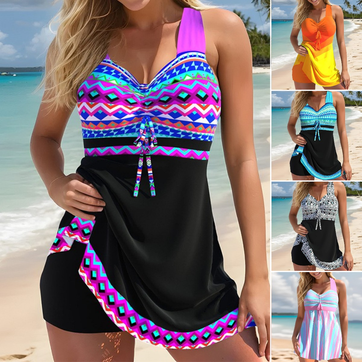 🏖️🌈【Kupte 1 a získejte 1 zdarma 🔥】【S-5XL】✨ 2025 nový styl, velké dámské plavky s potiskem, rychleschnoucí látka