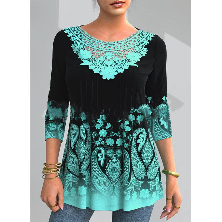 🔥Popust -50% 🔥【S-5XL】Nova ženska modna majica dugih rukava s izrezom od čipke ✅Plaćanje pouzećem