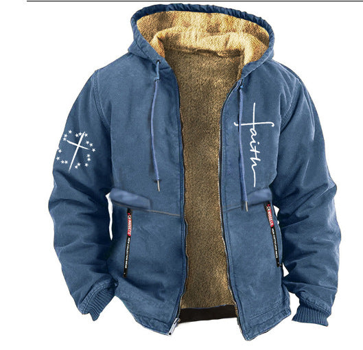 🔥🔥【S-5XL】Мъжко модно есенно-зимно удебелено кадифено ежедневно яке