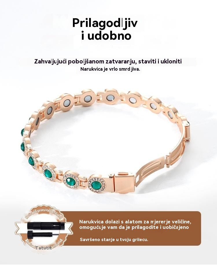 🎁 50% popusta✨✨--Moderna luksuzna magnetska narukvica od legure, magnetska narukvica izrađena od čistog bakra i kubnog cirkonija ✅️ Plaćanje pouzećem