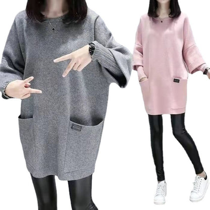 🔥🎁【Kupte 1 a získejte 1 zdarma🔥】Nová podzimní/zimní dámská volná mikina s dlouhým rukávem a kulatým výstřihem