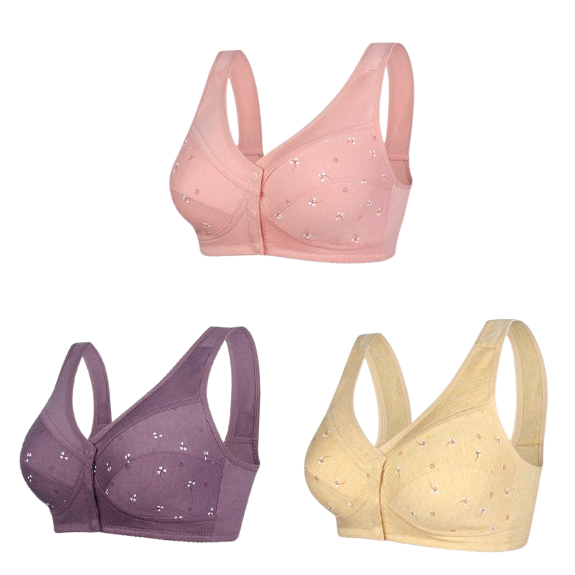 ✨【Kupte 1 a získejte 2 zdarma】💞[40-105kg]Elegantní bavlněná přední podprsenka s knoflíky pro ženy středního věku