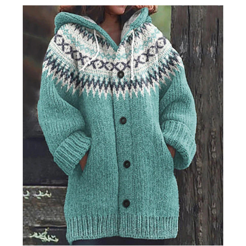 🔥🔥【S~5XL】✨Nová barevná pletená bunda s kapucí na podzim/zimu 2025