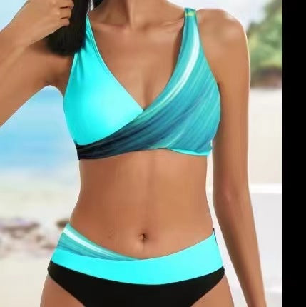 [Časově omezená sleva] 👙 🌴 [S-3XL] Nové dámské dvoudílné plavky s potiskem a pruhy, rok 2025