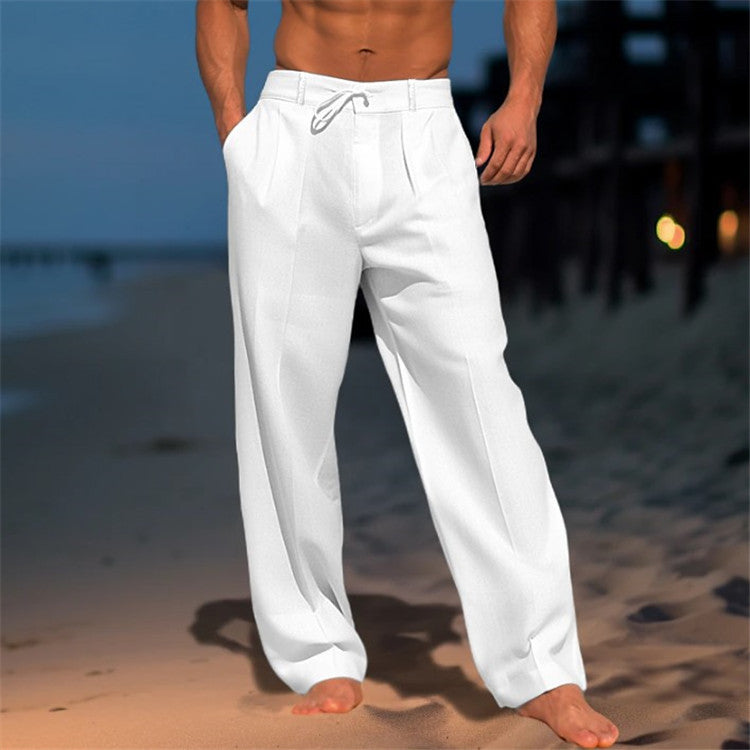 🏖️👖【Nyári akció – 50% kedvezmény 🔥】【S–3XL】😍 Laza férfi lenvászon nadrág nagy méretekben, kényelmes és légáteresztő
