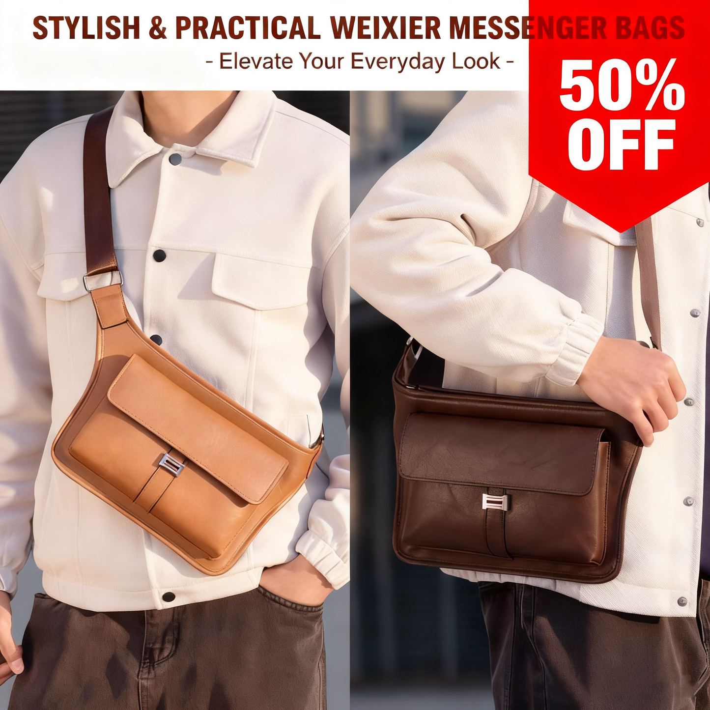 🎁 Sleva -47%🔥🔥 Pánská jednoduchá velkokapacitní nepromokavá kožená crossbody taška, přenosná sportovní taška přes hrudník