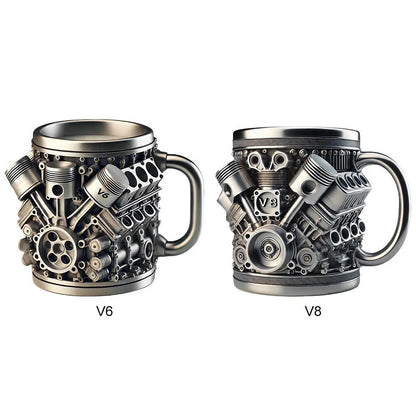 🎁☕【Vásároljon 1-et, kapjon 1-et ingyen】Kreatív V6/V8 motoros rozsdamentes acél kávés bögre