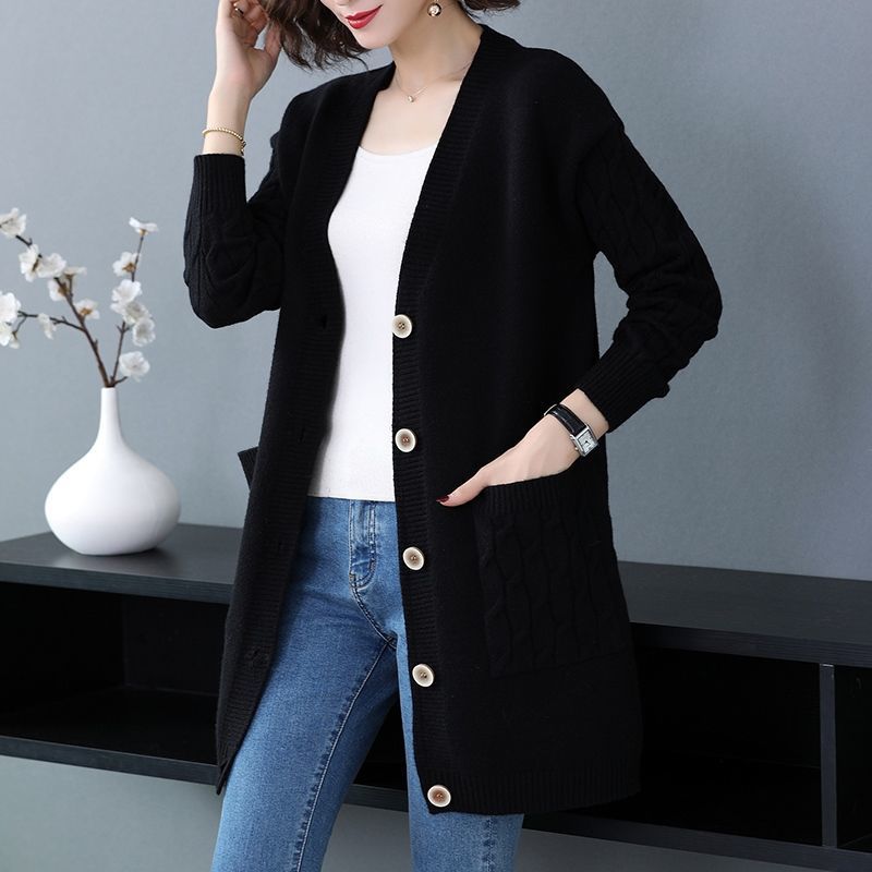 ✨🎀【40-110kg】Sweter w dużym rozmiarze. Wiosna Jesień Nowa luźna, gruba dzianinowa kurtka damska ✅️Płatność gotówką przy odbiorze ✅️2 artykuły ze zniżką 70%