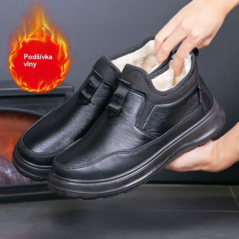 👞【Novinka】 Pánské zimní boty s fleecovou podšívkou, zesílená bavlna, rok výroby 2025 - nepromokavé, kožené --4147996