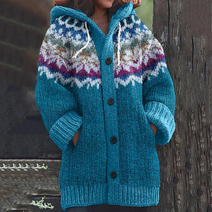 🔥🔥【S~5XL】✨Nová barevná pletená bunda s kapucí na podzim/zimu 2025